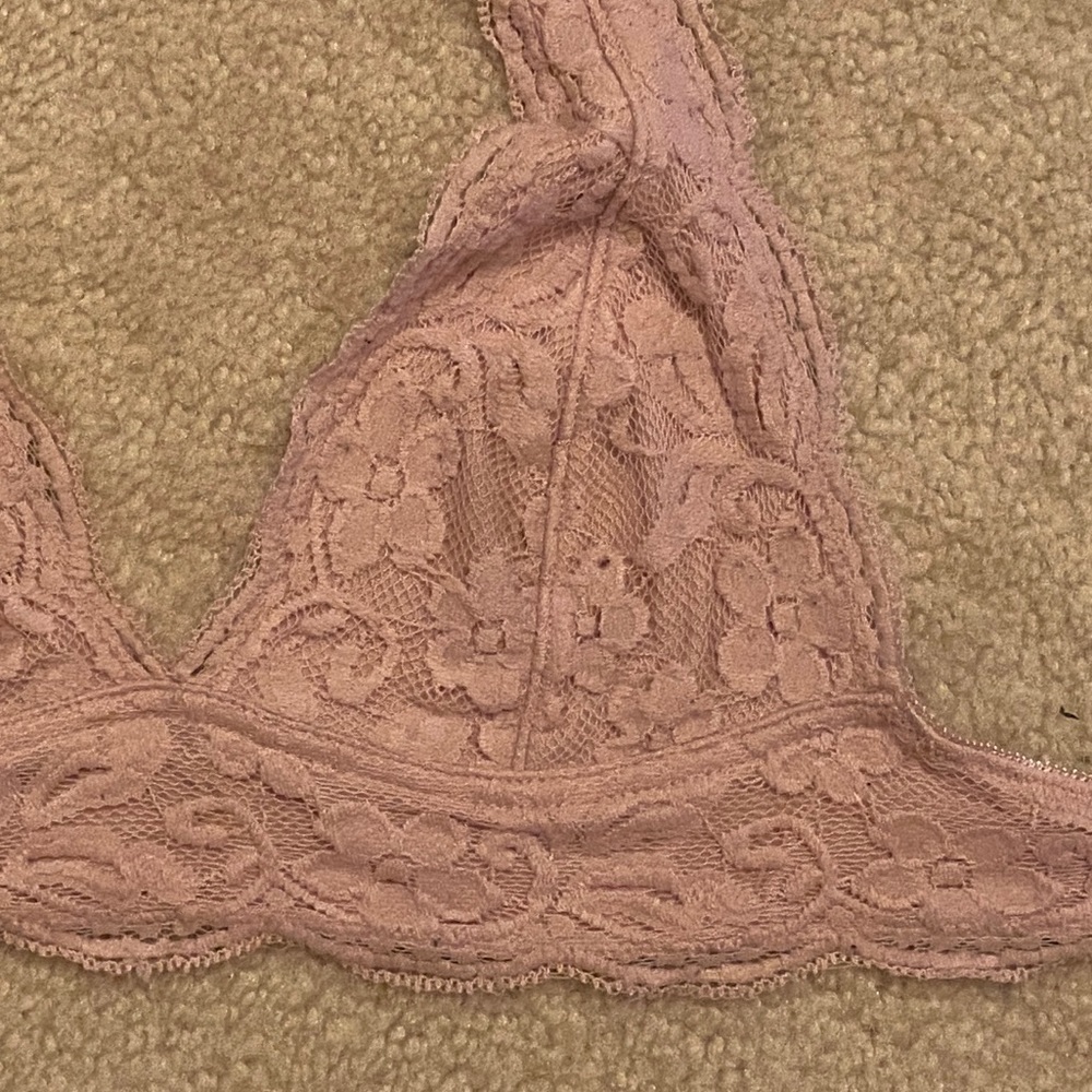 Lace halter bralette in soft dusty pink